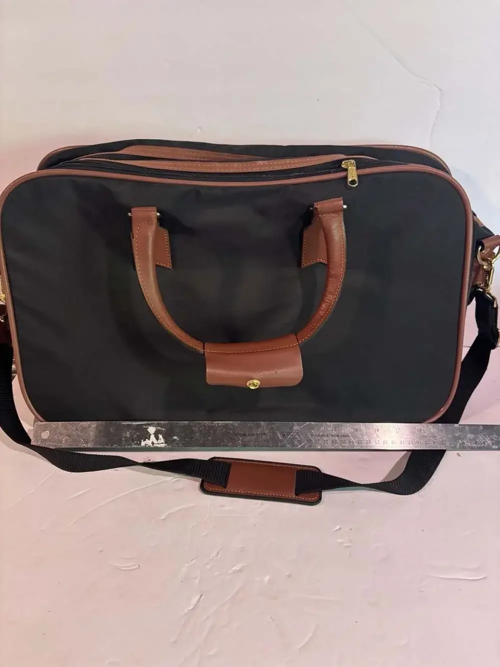 Vintage Samsonite Lark Duffel Bag Carry On Travel Black Brown 1991 APO 20”x12x9”